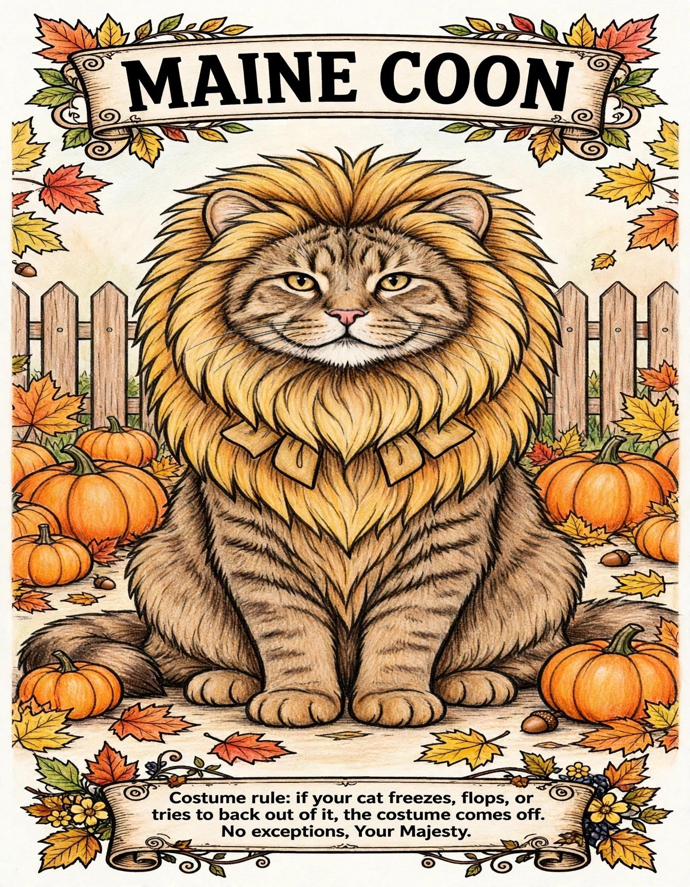 Colored example: finished Maine Coon page