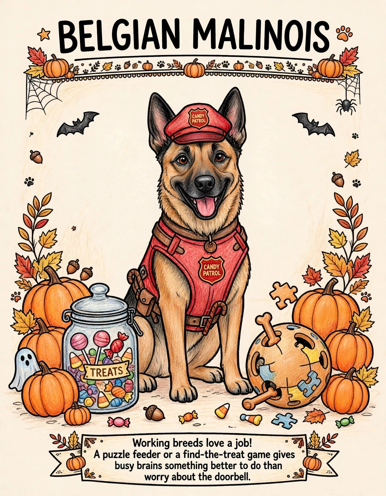 Colored example: finished Belgian Malinois page