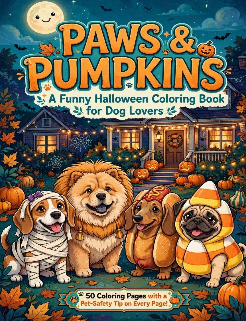 Paws & Pumpkins — Printable Coloring Book (Pencil Edition)