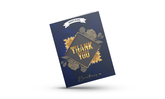 Royal Blue and Gold Thank You Greeting Card